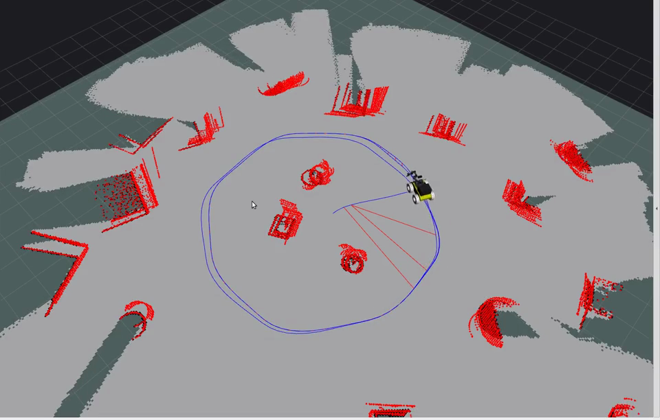 TA reference run on the DGX Spark: RViz view of the RTAB-Map grid after three laps