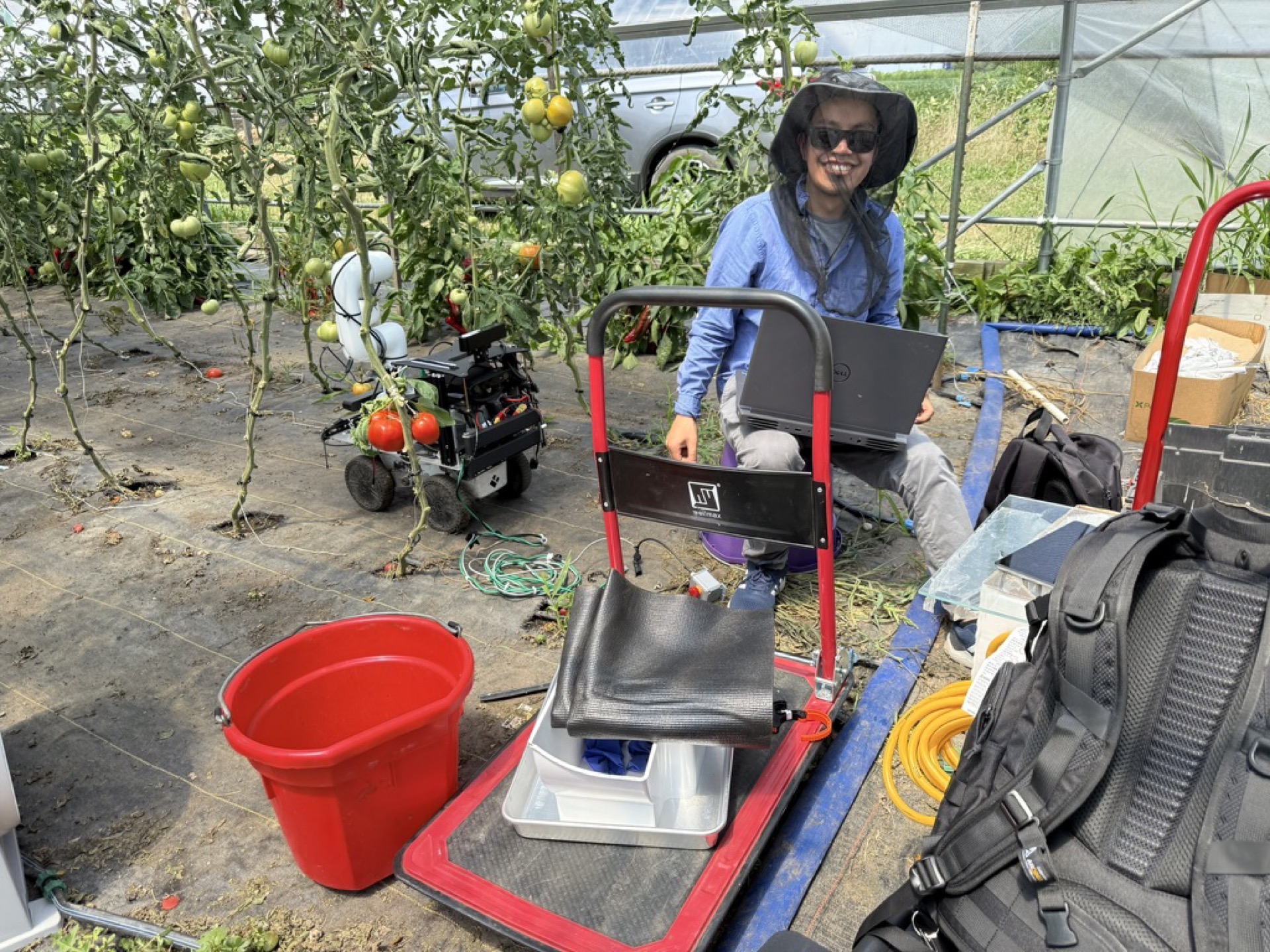 Jose Cuaran operating the robot during a field deployment