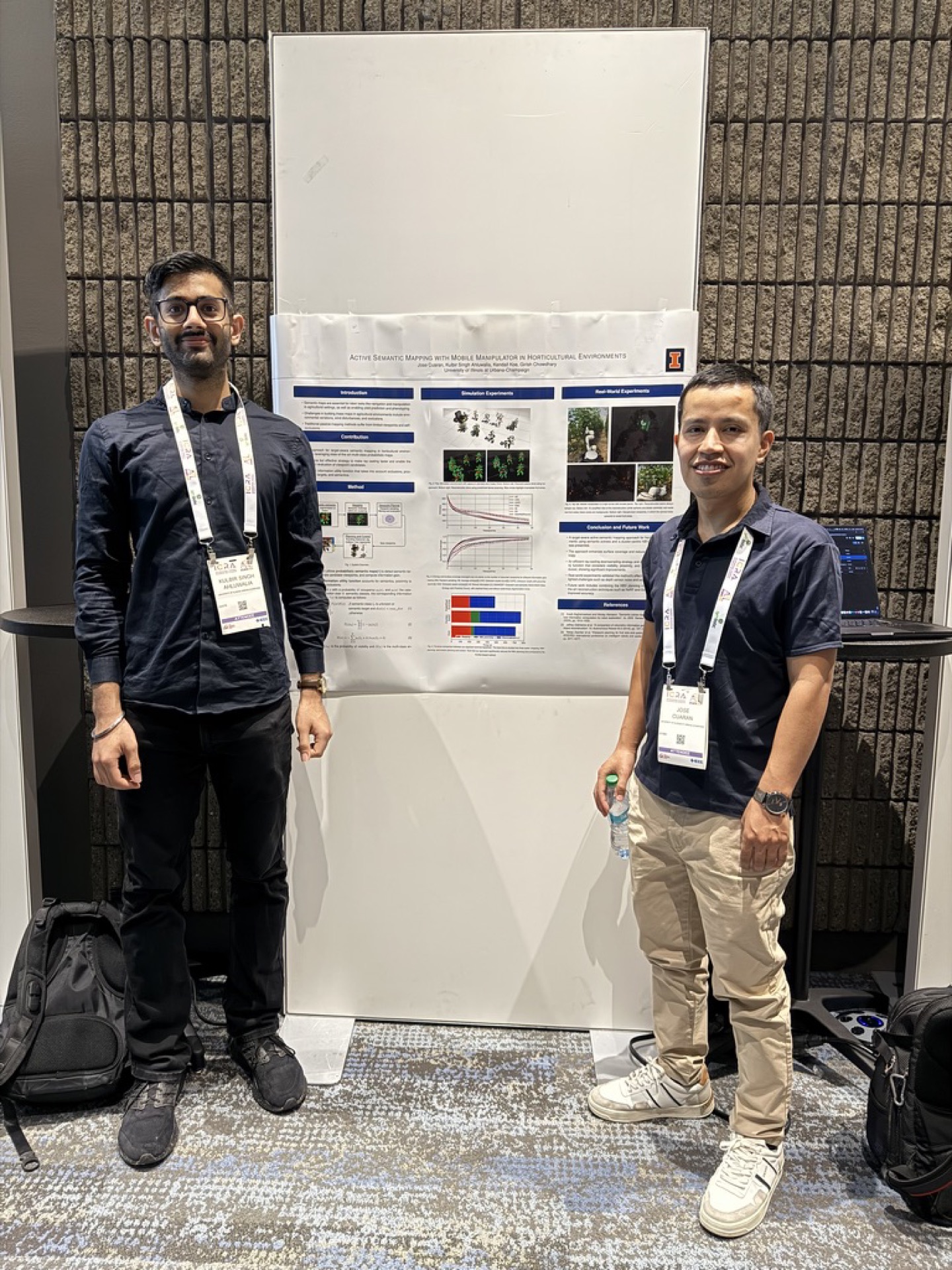 ICRA 2025 poster: Active Semantic Mapping with Mobile Manipulator in Horticultural Environments (Cuaran + Ahluwalia et al., UIUC)